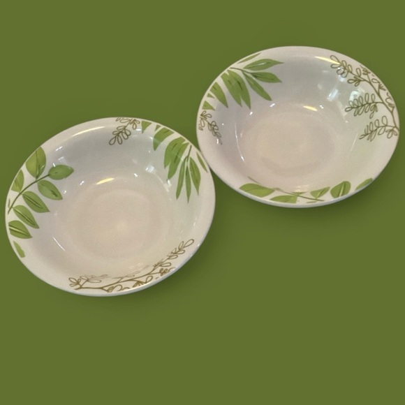 Royal Norfolk Greenbrier Green Leaves 7.5" Soup /Cereal/Pasta Bowls Set Of 2 - Picture 1 of 6